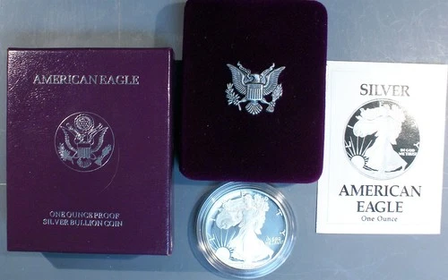 1990-S $1 AMERICAN SILVER EAGLE PROOF  1 oz .999 GEM PROOF w/OGP & COA  A6456