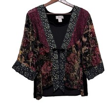 Vintage Y2K Anes. A kimono cardigan size Medium velvet mixed textiles fairycore