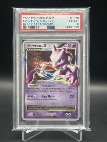 2008 PSA 6 Pokemon D&P Mewtwo Lv.X DP28 Black Star Promo Card EX-MT