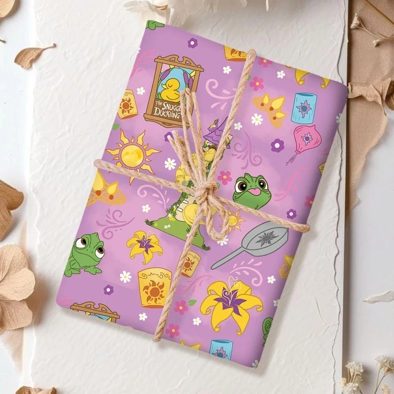 Rapunzel Lanterns Wrapping Paper, Tangled Inspired Princess & Pascal Gift Wrap - Image 4 of 4