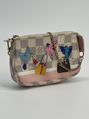 Louis Vuitton Mini Pochette Damien Azur Canvas Xmas Birds Bag