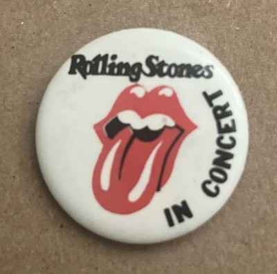 Vintage 1980s Rolling Stones In Concert Tongue Logo Pin Button Tour NM