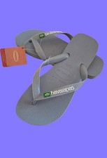 Havaianas Men's Brazil Logo Steel Grey Flip Flops Sandals Size 8 -EU 41-42 NWT