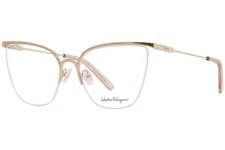 Salvatore Ferragamo SF2197 717 Eyeglasses Women's Shiny Gold Optical Frame 57mm