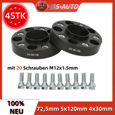 4*Spurplatten Spurverbreiterung 72,5mm 5x120mm 2x30mm mit 20 Schrauben M12x1.5mm