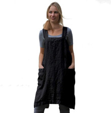 Women'S Pinafore Square Apron Baking Cooking Gardening Works Cross Back Cotton/L