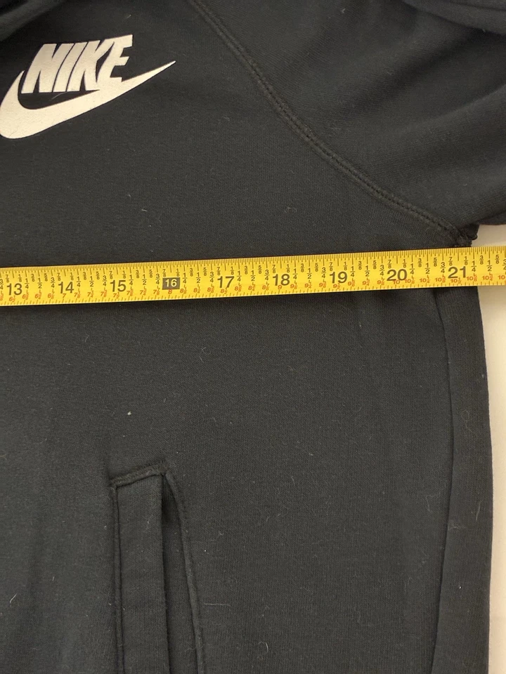 Nueva sudadera con capucha Nike para mujer M negra, clásica blanca Swoosh, cuello de búco, logotipo de suéter Foto 4 de 4