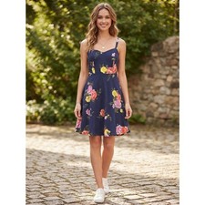 Old Navy Navy Blue Floral Sweetheart Cami Fit & Flare Dress Sz Small