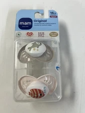 Mam Original Skin Soft Silicone Nipples Pacifiers 2pc 16+ Months Baby Binkies