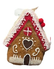 Holiday Lane Felted Gingerbread House Hanging Ornament New