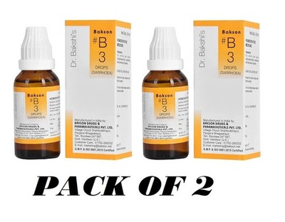 Bakson B3 Homeopathic Diarrhoea Drops | Loose Motion Relief Care -- 2 × 30 ml
