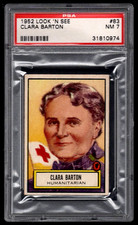 CLARA BARTON HUMANITARIAN 1952 TOPPS LOOK 'N SEE CARD #83 PSA 7 NEAR MINT