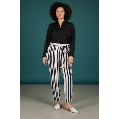 NWT Express High Waisted Striped Sash Tie Ankle Pants Womens Size 14