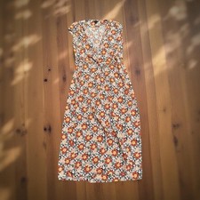 J. Crew Mercantile Midi Dress Faux Wrap Dark Floral Summer Women's XS EUC