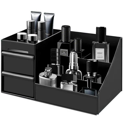 Portable Black Makeup Case Drawer Organizer Jewelry Cosmetic Storage Box Desktop