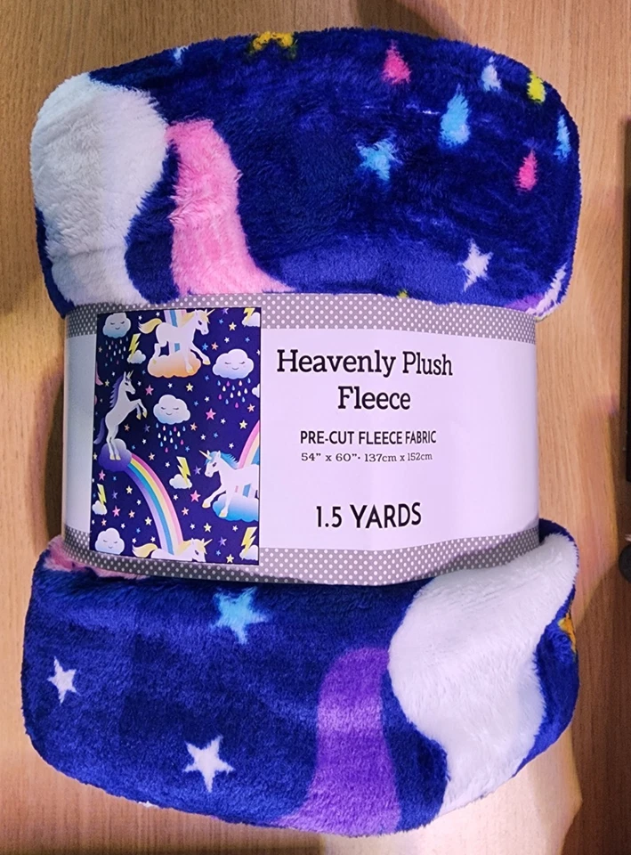 David Textiles Heavenly Plush Fleece Unicorns & Rainbows Fabric 1.5 Yards - Image 2 of 3