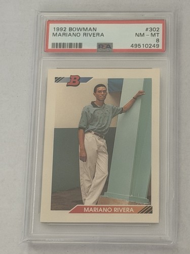 1992 Bowman Mariano Rivera New York Yankees #302 Rookie RC PSA 8 E* Back