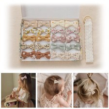 20 Pcs Hair Clips for Girls with Bows Holder Flower,2 Fully Lined Alligator