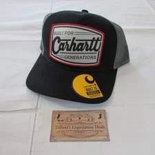 Carhartt Canvas MeshBack Built Patch Work Snapback Hat Cap Black AH6928