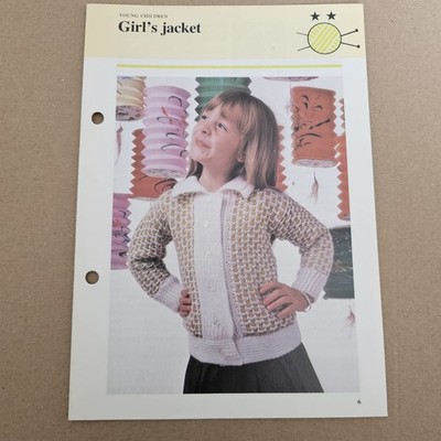 Kleine Kinder 3-7 Jahre Mädchen Jacke Strickmuster Hamlyn 80er Jahre Vintage 