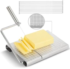 Stainless Steel Cheese Slicer with 10 Replacement Wires, Metal Cheese Cutter ...