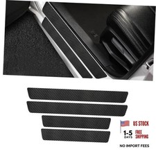 4PCS Car Door Sill Protector, Black Carbon Fiber Car Door Threshold
