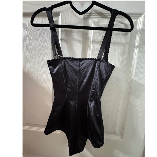 SKIMS Stretch Satin Lace Balconette Brief Bodysuit Lingerie Black XXS - Picture 3 of 6