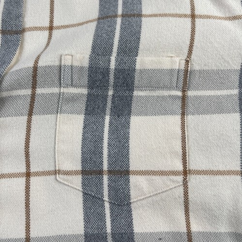 Frank and Eileen Shirt Womens Large Tan Grey Plaid Eileen Italian Flannel - 第 3/11 張圖片