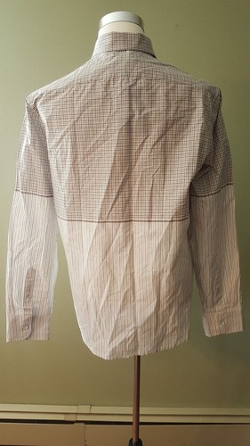 Men's Five Four Long Sleeve Button Down Bernard Plaid/Striped Tan Shirt, XL, NEW - Picture 5 of 9