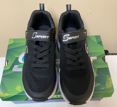 Boys NIB ''Ssport by Skechers'' black tennis shoes Size 5