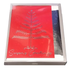 Season's Greetings Silver Tree - Luxury Boxed Holiday Cards - 18ct.