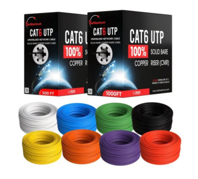 CAT6 ETL CMR Ethernet Cable UTP Solid Copper Wire 23AWG 550MHz 500FT/1000FT LOT