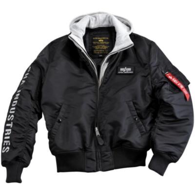 Alpha Industries Bomber Jacke MA-1 D-Tec SE schwarz/grau Fliegerjacke mit Kapuze