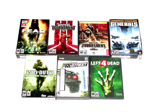 Vtg PC Game Lot Left 4 Dead Unreal Tournament Fear Command & Conquer Call Duty - Picture 1 of 10