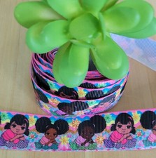 1 Inch 1 YD Black Girl Mermaid Grosgrain Ribbon Princess Doll Barbie Hair Bow