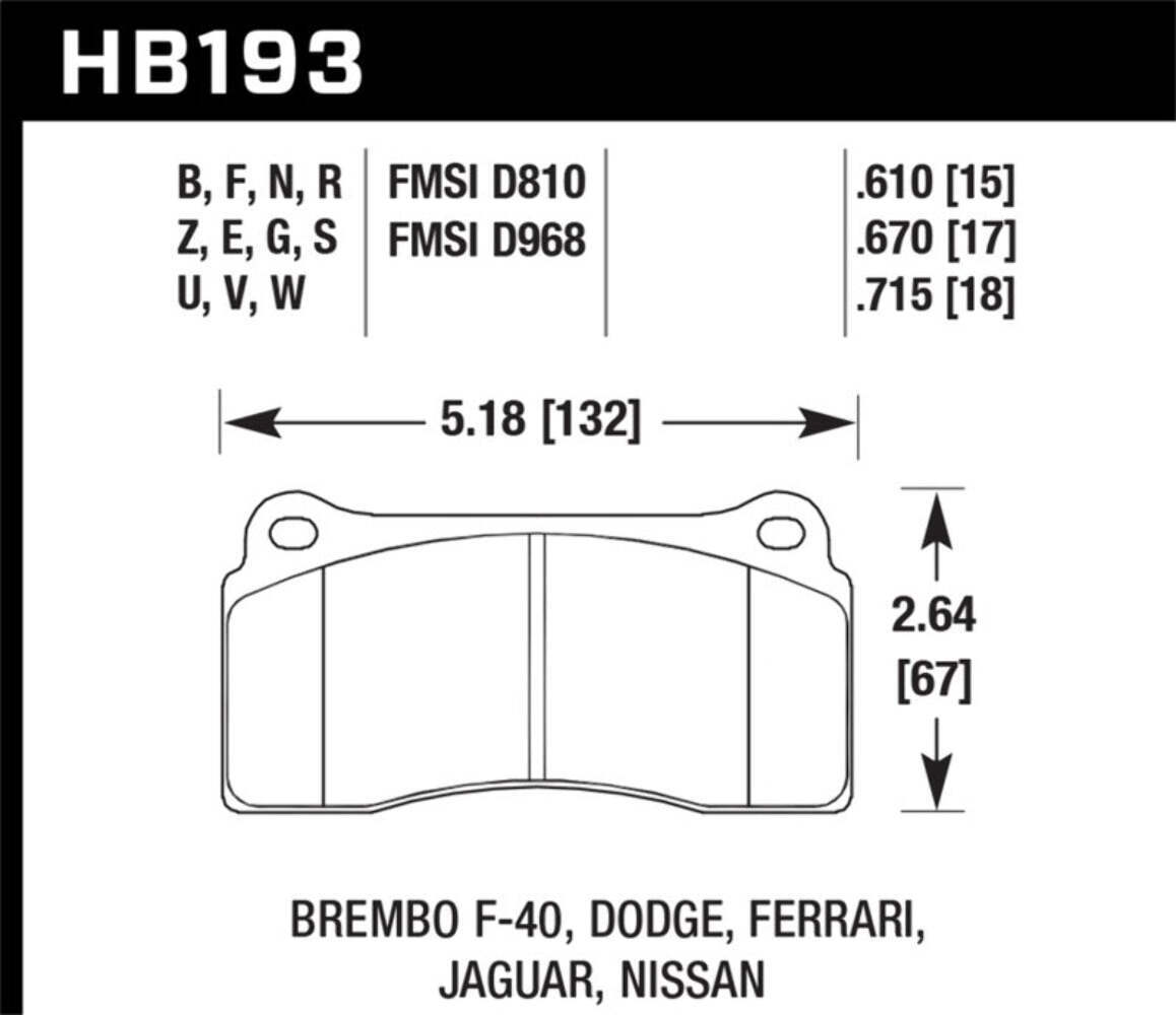 Hawk 03-06/08-09 Dodge Viper / 88-92 Ferrari F40 / 95-97 F50 DTC-60 Race Brembo