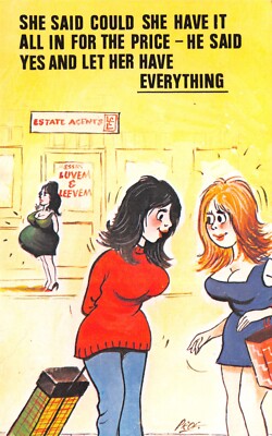 COMIC POSTKARTE THEAMES SCHWANGER GEBRAUCHT UNBENUTZT GUT PLUS BIS SEHR GUT