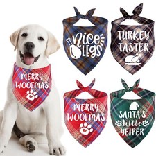 4 Pack Holiday Dog Bandanas Thanksgiving Day Christmas Dog Bandanas for Small...
