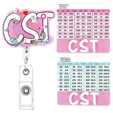 CST Badge Reel with Badge Buddy - Surgical Tech Pink Badge Reel for Certified...