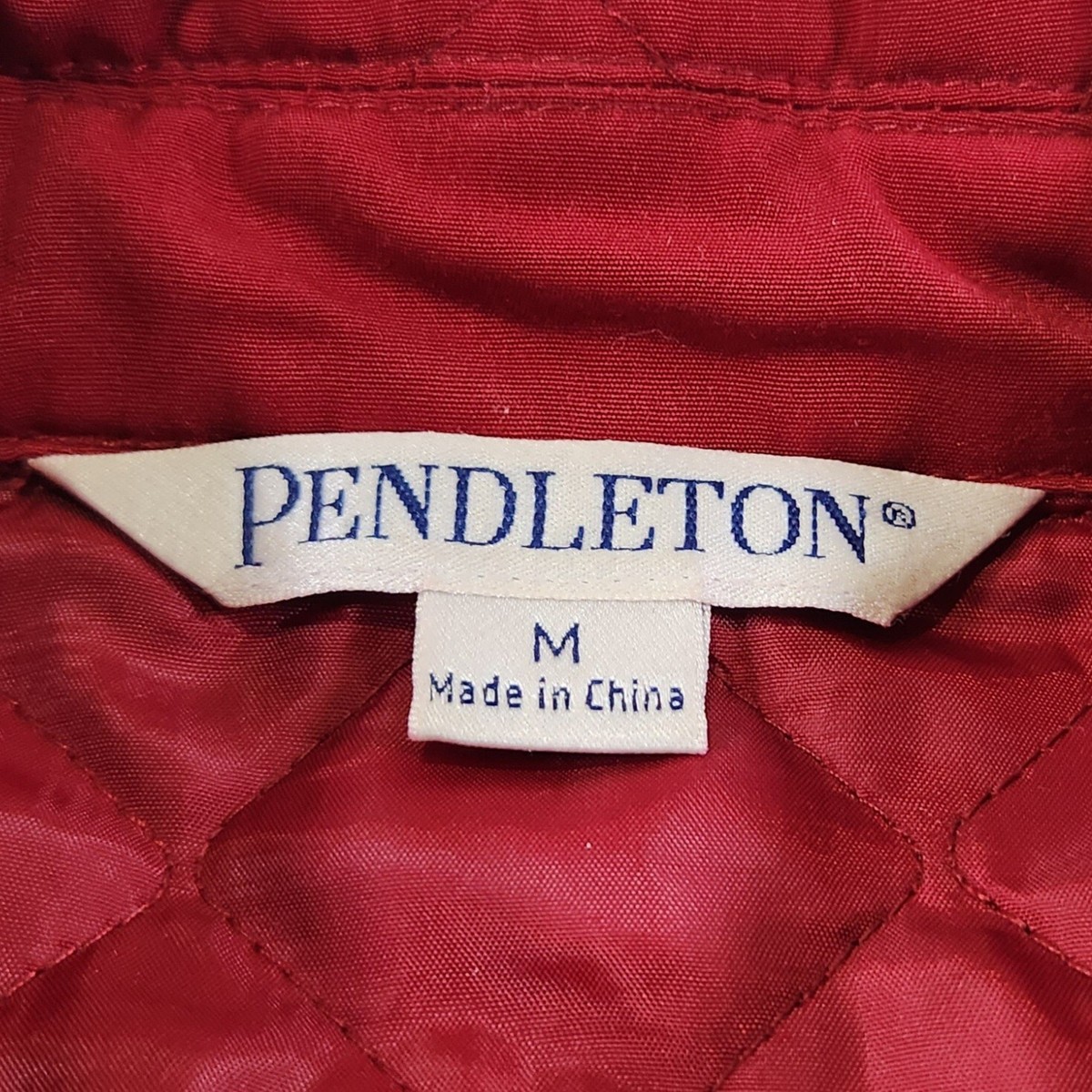 Pendleton Womens Size M Diamond Quilted Chore Jacket Coat Red Button Up Outdoor View 4
