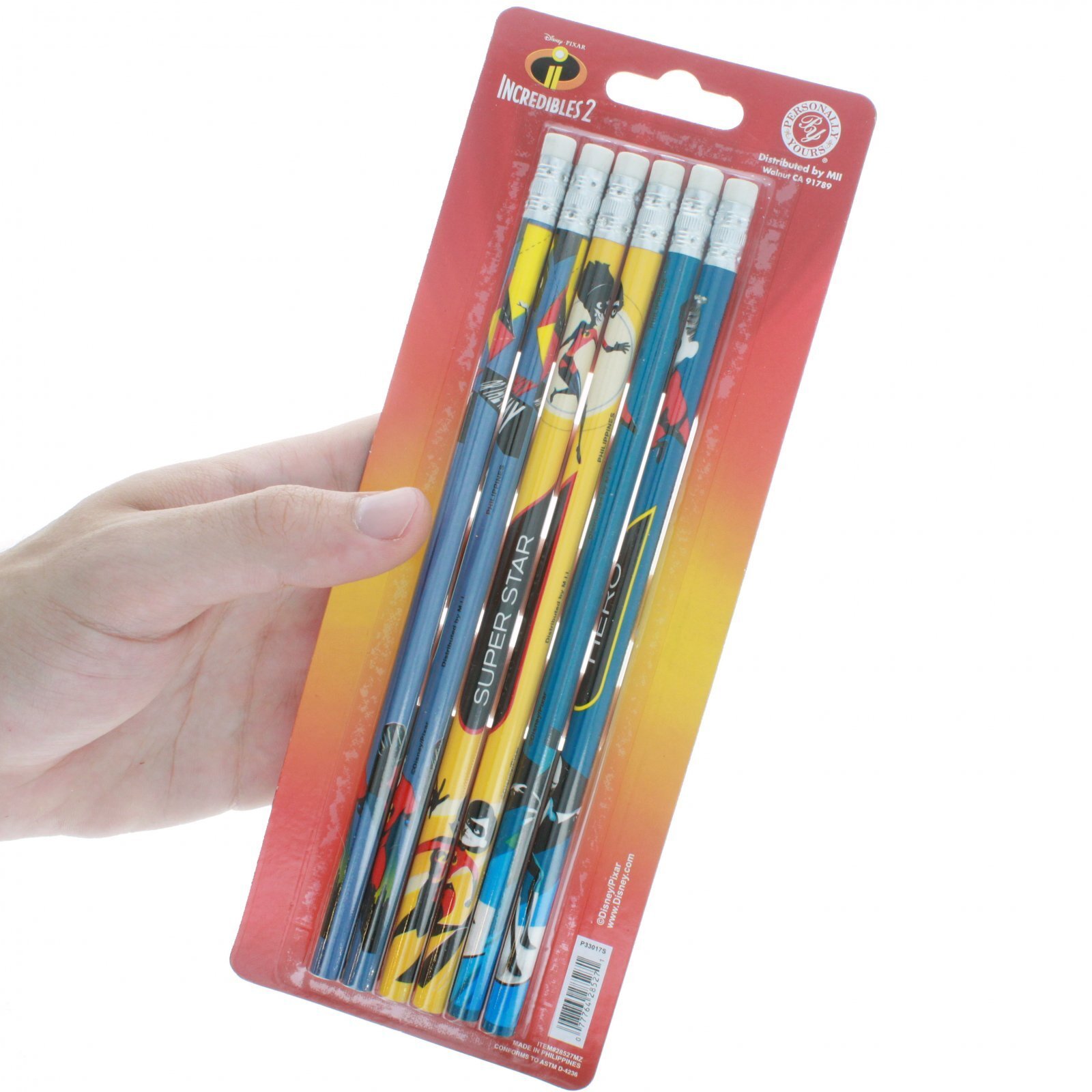Disney Pixar Incredibles 2 Personalized Pencils Hero Super Star Awesome 6 Pack