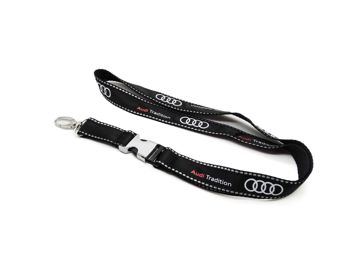 Audi Quattro Schlüsselanhänger – Textilband Mit Karabiner, Schwarz/weiß, Original Teilenummer 3182200700
