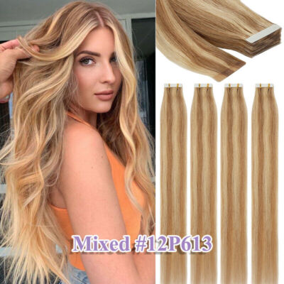 CLEARANCE Tape In Real Remy Virgin Human Hair Extensions Double Thick Skin Weft