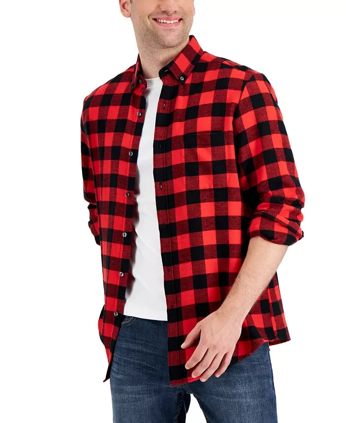 Club Room Men's Regular-Fit Plaid Flannel Shirt SZ S, Bright Club Room Men's Regular-Fit Plaid Flannel Shirt SZ S, Bright