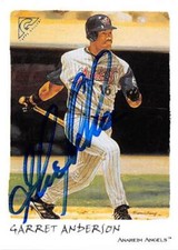 Garret Anderson autographed baseball card Angels Anaheim 2002 Topps Gallery #141