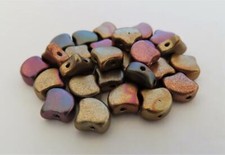 20 7.5 x 7.5 mm Czech Glass Matubo Ginkgo Leaf Beads: Matte - Metal. Bronze Iris