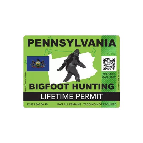 Pennsylvania Bigfoot Hunting Permit Sticker Decal - Picture 1 of 3