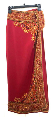 NWT LUXE SILK SARONG WRAP MAXI SKIRT Exotic Scarf Print - COMPANY - Sz S -  $285