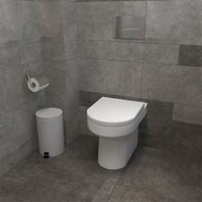 Image of Bathroom Back To Wall Toilet Modern Round Ceramic Pan & Soft Close Seat WC BTW