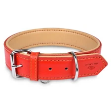Motero K-9 Heady duty Padded Genuine Leather Adjustable Dog collars